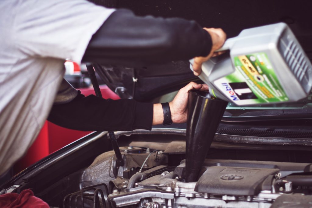 Oil change service on a German car